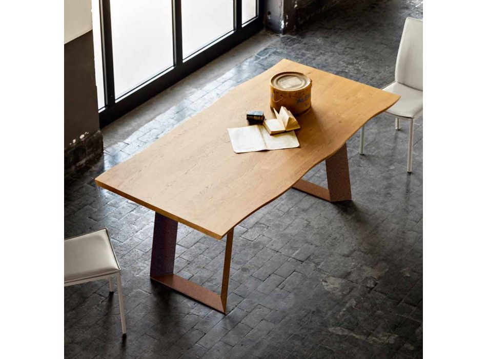 Tavolo da pranzo design moderno 100x200 cm in legno e metallo Flora Viadurini