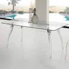 Tavolo da pranzo design moderno con piano in vetro temperato Jinny Viadurini
