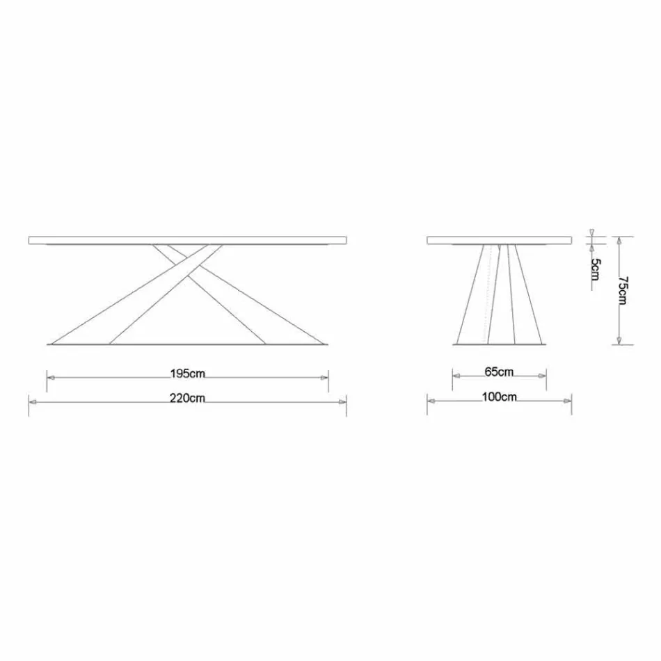 Tavolo da pranzo design moderno con piano rovere made in Italy Elliot Viadurini