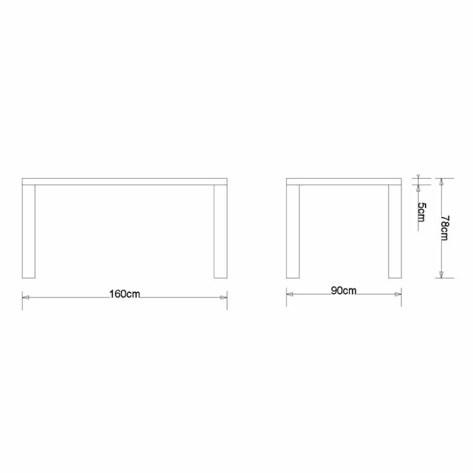Tavolo da pranzo design moderno in rovere massello, L160xP90cm, Loran Viadurini