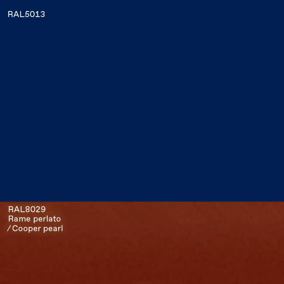 Tavolo da Pranzo Design Moderno Ovale in MDF Blu e Rame Made in Italy - Oku Viadurini