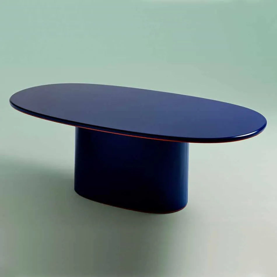 Tavolo da Pranzo Design Moderno Ovale in MDF Blu e Rame Made in Italy - Oku Viadurini
