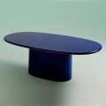 Tavolo da Pranzo Design Moderno Ovale in MDF Blu e Rame Made in Italy - Oku