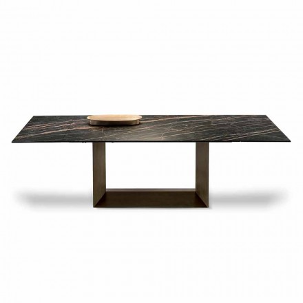 Tavolo da Pranzo di Design Allungabile Ceramica e Metallo Made in Italy – Moro Viadurini