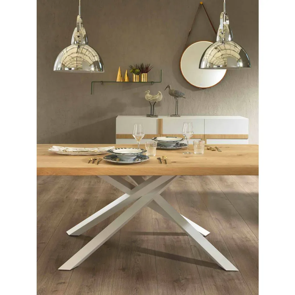Tavolo da Pranzo di Design in Legno e Metallo Made in Italy - Skipper Viadurini