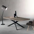 Tavolo da pranzo di design in legno rovere e metallo made Italy Oncino Viadurini