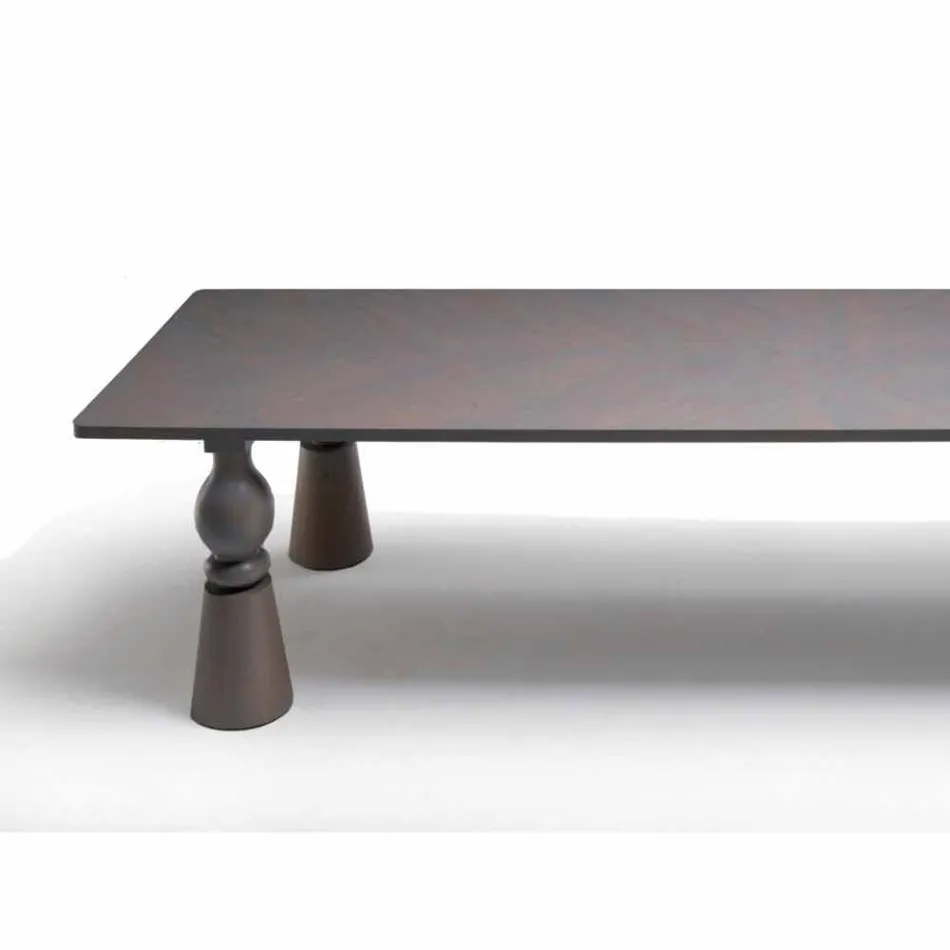 Tavolo da pranzo di design in legno rovere grigio, made in Italy,Teseo Viadurini