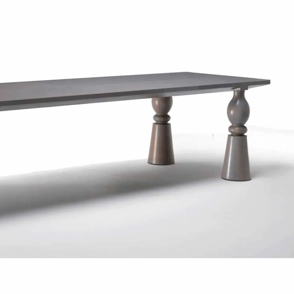 Tavolo da pranzo di design in legno rovere grigio, made in Italy,Teseo Viadurini