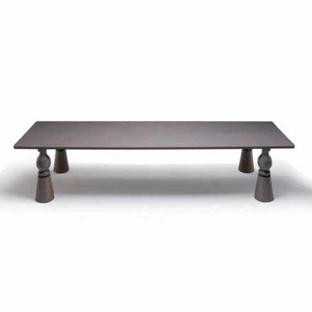 Tavolo da pranzo di design in legno rovere grigio, made in Italy,Teseo Viadurini