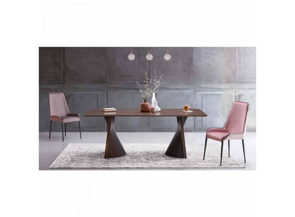 Tavolo da Pranzo di Design Moderno in Gres e Frassino Made in Italy - Charol Viadurini