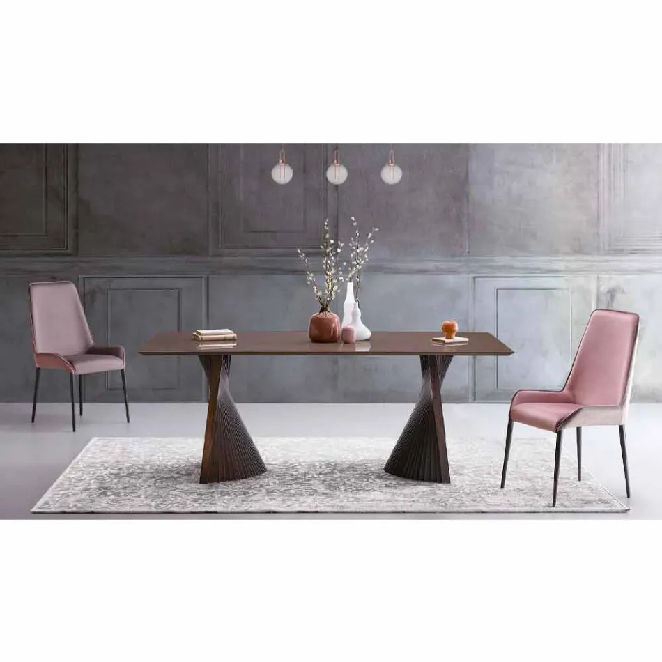 Tavolo da Pranzo di Design Moderno in Gres e Frassino Made in Italy - Charol Viadurini