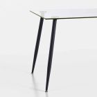 Tavolo da Pranzo di Design Moderno in Vetro Temperato e Metallo Nero – Foulard Viadurini