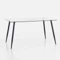 Tavolo da Pranzo di Design Moderno in Vetro Temperato e Metallo Nero – Foulard