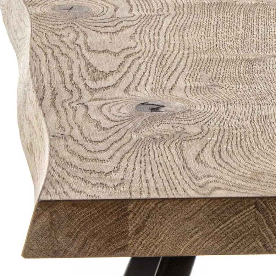 Tavolo da Pranzo Fisso Base Metallo e Piano Impiallacciato Rovere - Termoli  Viadurini