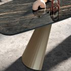 Tavolo da Pranzo Fisso con Piano a Botte in Ceramica Made in Italy - Occhiali Viadurini