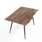 Tavolo da Pranzo in Acciaio con Piano in Mdf Finitura Quercia  - Gherardo Viadurini