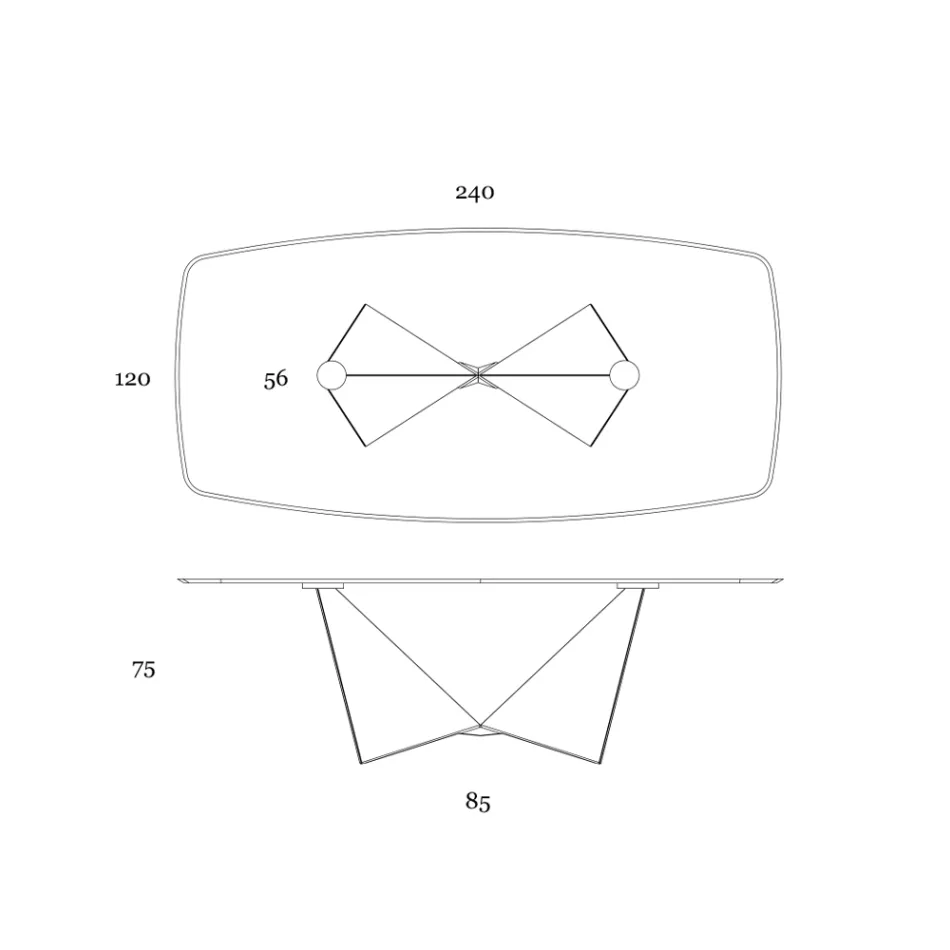 Tavolo da Pranzo in Ceramica 3mm e Base in Metallo Made in Italy - Peonia Viadurini