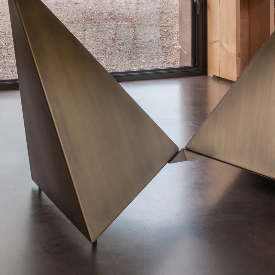 Tavolo da Pranzo in Ceramica 3mm e Base in Metallo Made in Italy - Peonia Viadurini