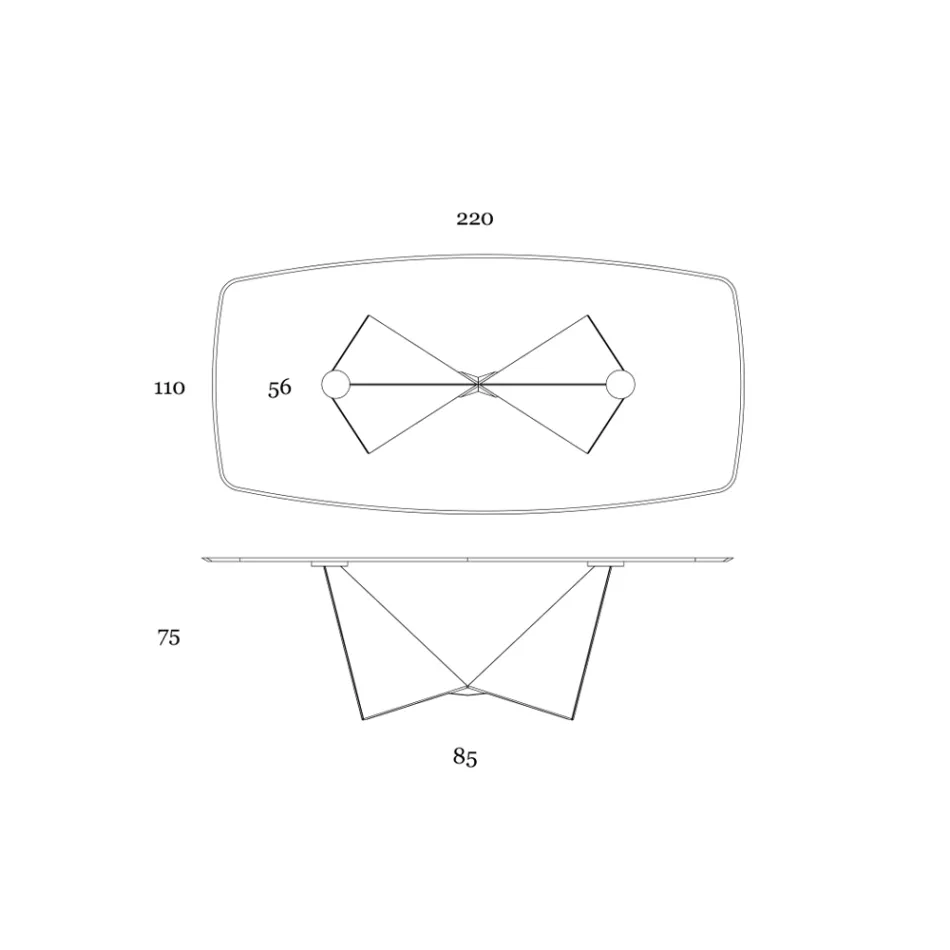 Tavolo da Pranzo in Ceramica 3mm e Base in Metallo Made in Italy - Peonia Viadurini