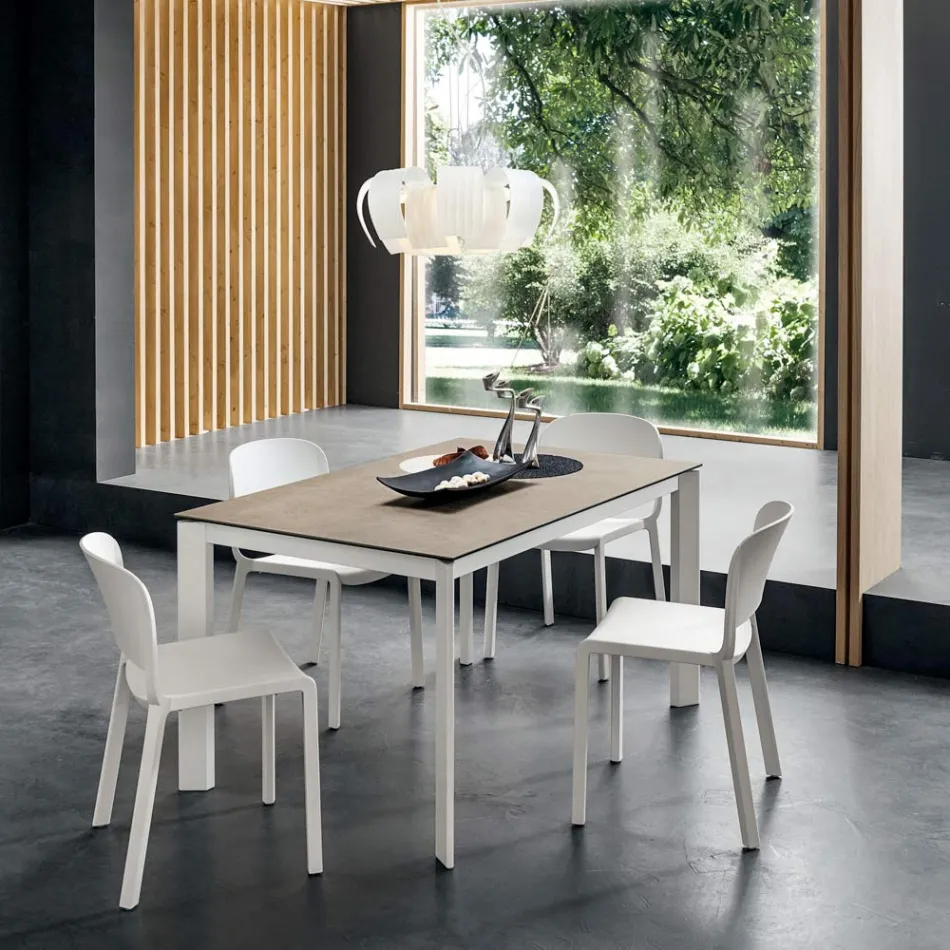 Tavolo da Pranzo in Laminam con Struttura in Alluminio Made in Italy - Bavaria Viadurini