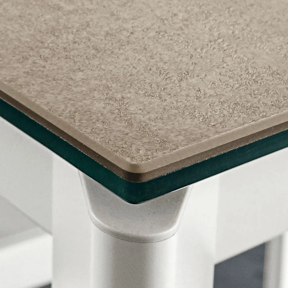 Tavolo da Pranzo in Laminam con Struttura in Alluminio Made in Italy - Bavaria Viadurini
