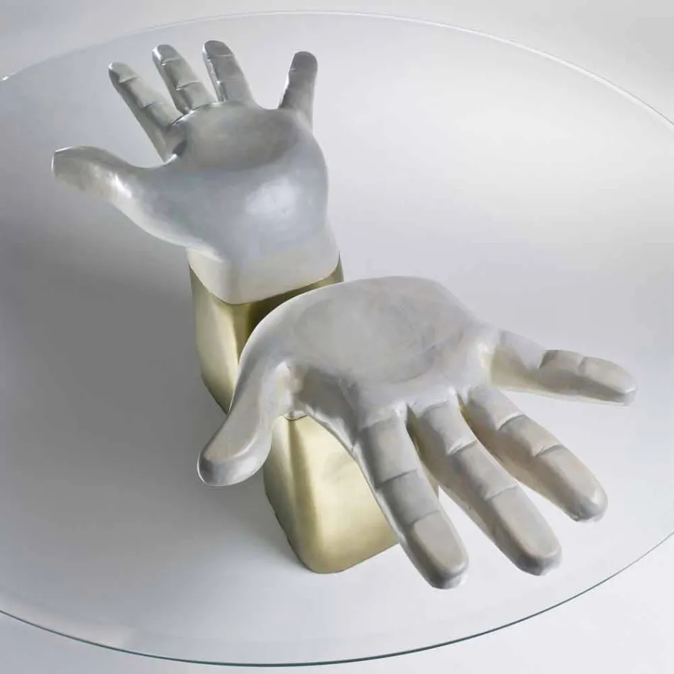 Tavolo da pranzo in legno con piano in vetro, made in Italy, Bartolo  Viadurini