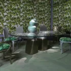 Tavolo da pranzo in legno con piano in vetro, made in Italy, Bartolo  Viadurini