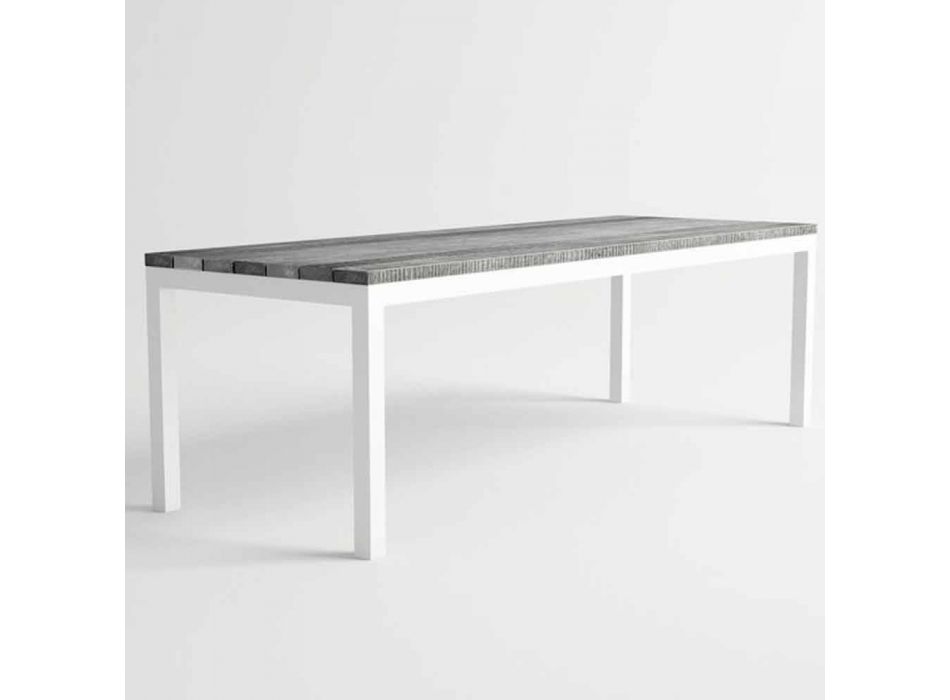 Tavolo da Pranzo in Legno e Alluminio da Esterno di Design Moderno - Gange Viadurini