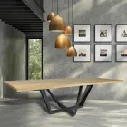 Tavolo da Pranzo in Legno Rovere e Metallo Color Grigio Ferro Made in Italy - Patty Viadurini