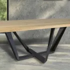 Tavolo da Pranzo in Legno Rovere e Metallo Color Grigio Ferro Made in Italy - Patty Viadurini