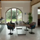 Tavolo da Pranzo in Legno Tropicale Riciclato e Gambe in Metallo - Slide Viadurini