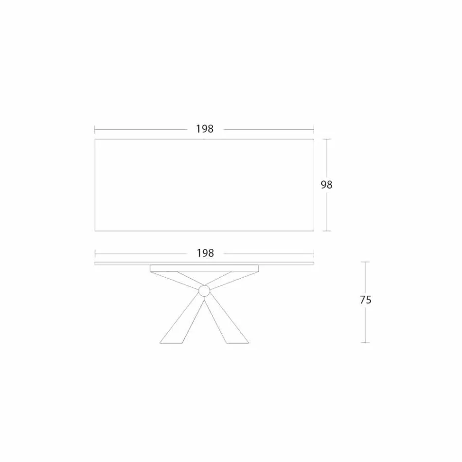Tavolo da Pranzo in Metallo e Piano in Ceramica Design Made in Italy - Anaconda Viadurini
