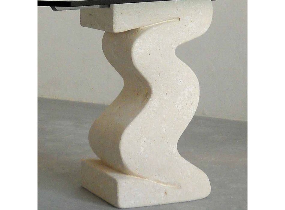 Tavolo da pranzo in pietra e cristallo di design moderno Anteros Viadurini