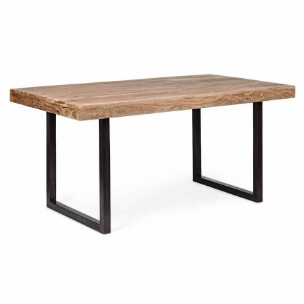 Tavolo da Pranzo in Stile Industrial in Legno e Acciaio Homemotion - Molino Viadurini