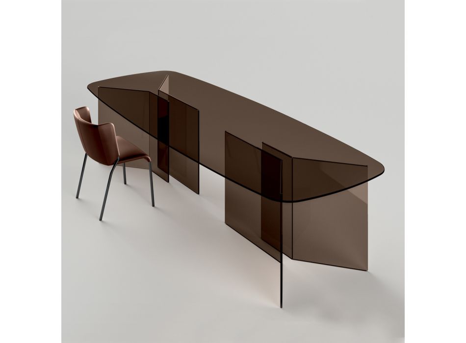 Tavolo da Pranzo in Vetro con Piano Rettangolare Made in Italy - Charles Viadurini