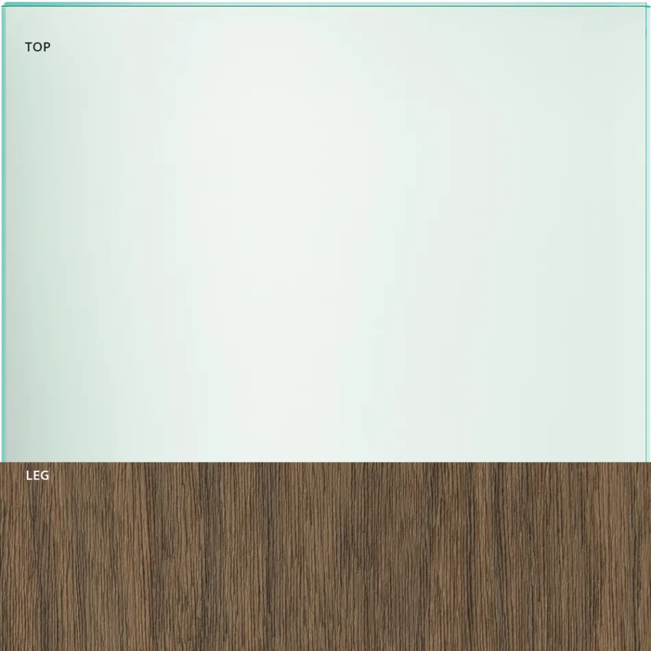 Tavolo da Pranzo in Vetro e Gambe in Legno Rovere o Noce Canaletto - Aschio Viadurini