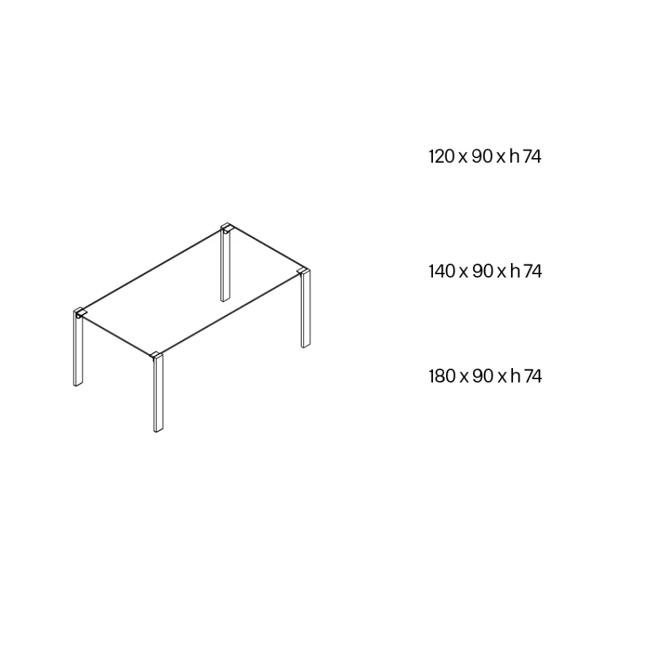 Tavolo da Pranzo in Vetro e Gambe in Legno Rovere o Noce Canaletto - Aschio Viadurini