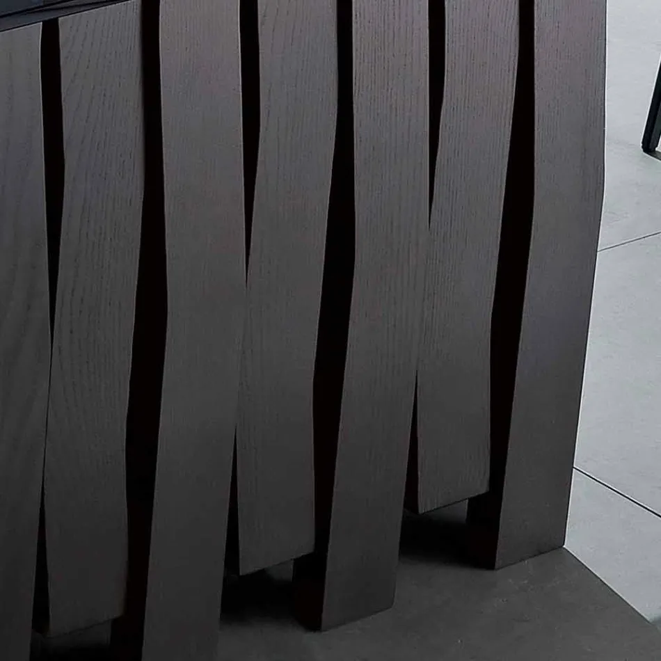 Tavolo da pranzo in vetro e legno massello made in Italy, Egisto Viadurini