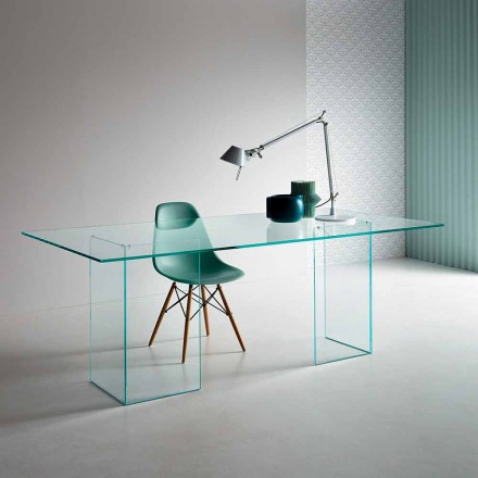 Tavolo da Pranzo in Vetro Extrachiaro di Design 8 Dimensioni - Pollinare Viadurini