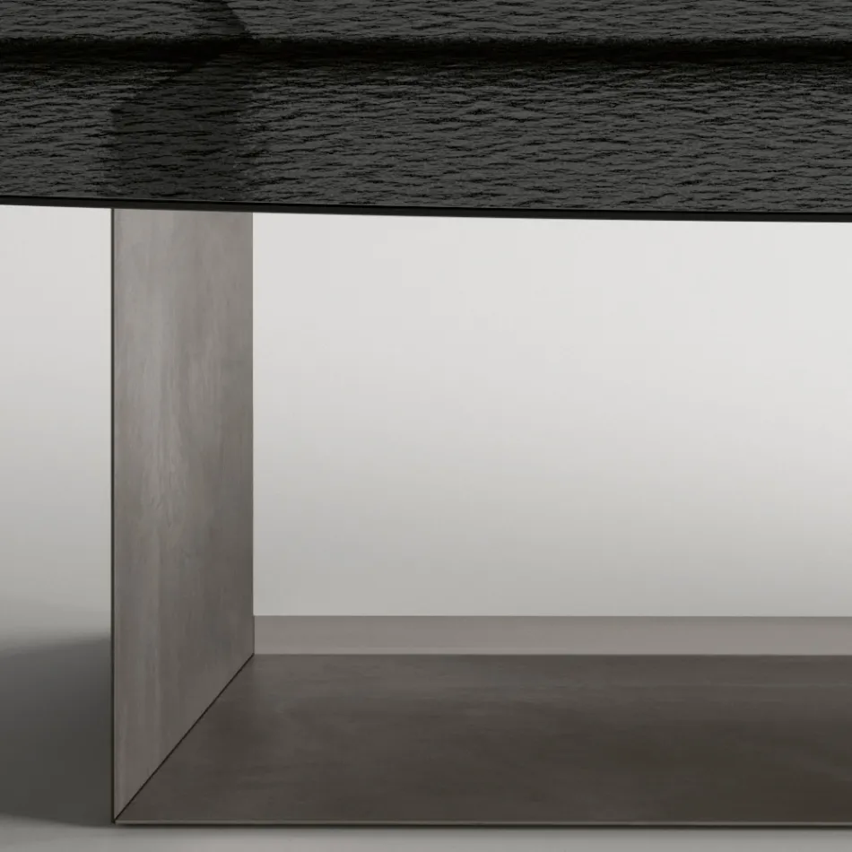 Tavolo da Pranzo in Vetro Fuso Bronzo o Fumè di Design Made in Italy - Moro Viadurini