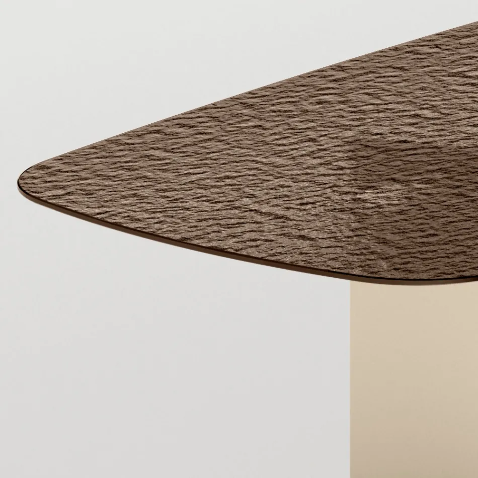 Tavolo da Pranzo in Vetro Fuso Bronzo o Fumè di Design Made in Italy - Moro Viadurini