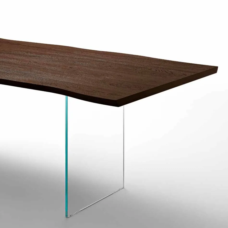 Tavolo da pranzo moderno 100x200cm in legno con gambe in vetro Flora  Viadurini