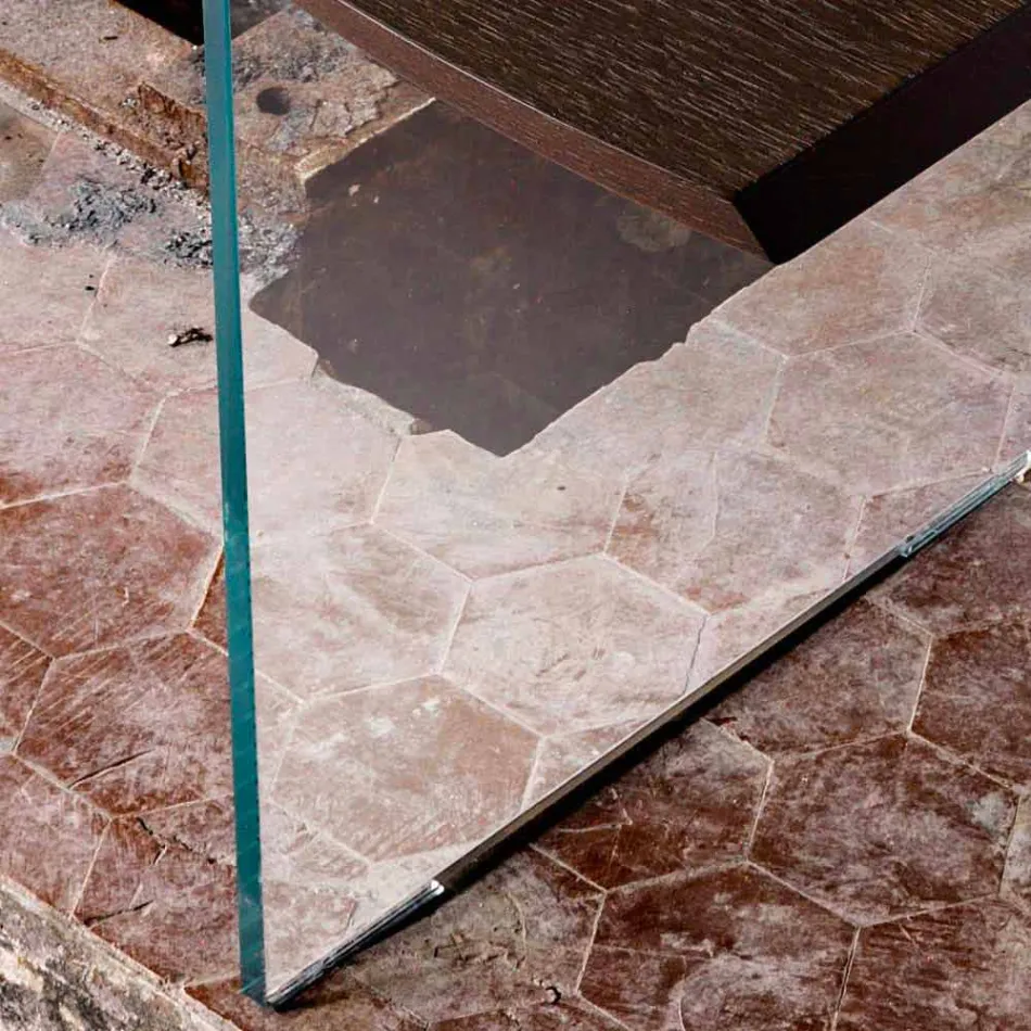 Tavolo da pranzo moderno 100x200cm in legno con gambe in vetro Flora  Viadurini