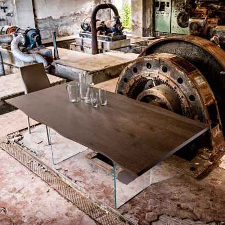 Tavolo da pranzo moderno 100x200cm in legno con gambe in vetro Flora  Viadurini