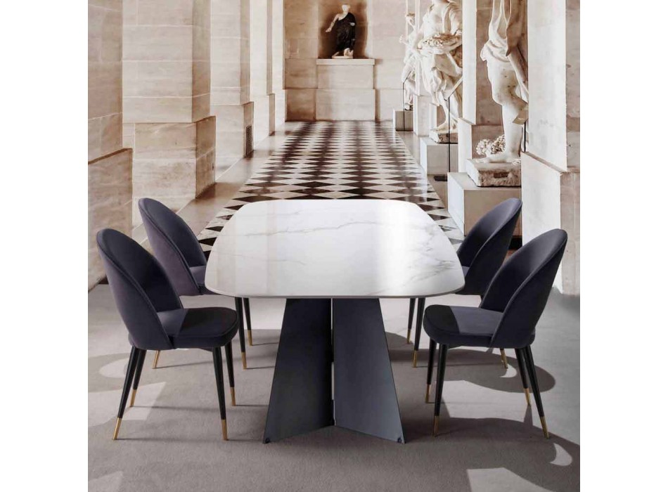 Tavolo da Pranzo Moderno con Piano in Gres Porcellanato - Meduno Viadurini
