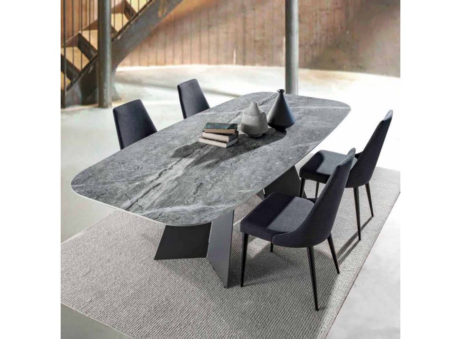Tavolo da Pranzo Moderno con Piano in Gres Porcellanato - Meduno Viadurini
