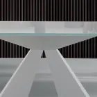 Tavolo da Pranzo Moderno in Vetro e Acciaio Bianco Made in Italy – Dalmata Viadurini