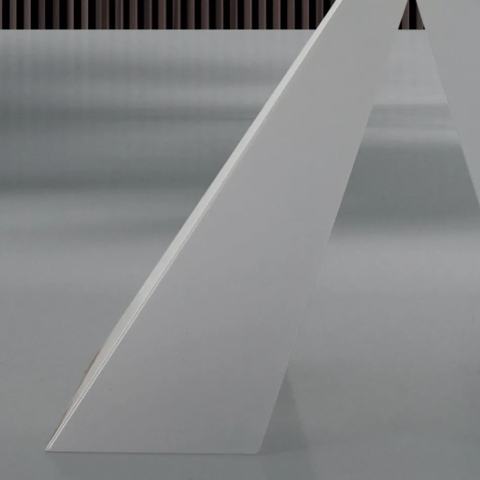 Tavolo da Pranzo Moderno in Vetro e Acciaio Bianco Made in Italy – Dalmata Viadurini