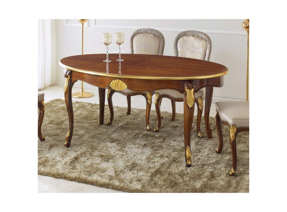 Tavolo da Pranzo Ovale Allungabile 270 cm in Legno Made in Italy - Baroque Viadurini
