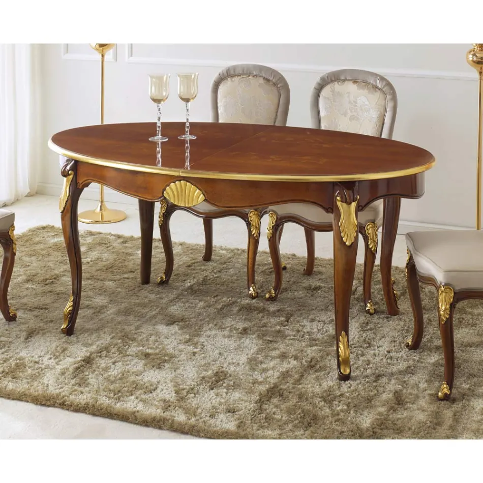 Tavolo da Pranzo Ovale Allungabile 270 cm in Legno Made in Italy - Baroque Viadurini